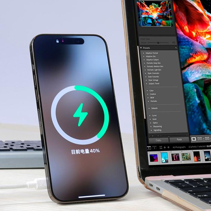 OEM - Magnetisk trådlös laddare 4-i-1 15W med ställ och kortfack - Grön