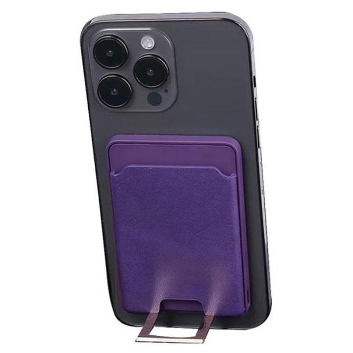 OEM - Magnetisk trådlös laddare 4-i-1 15W med ställ och kortfack - Lila