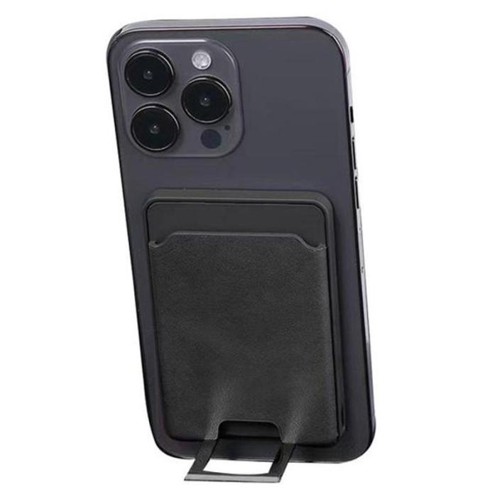 OEM - Magnetisk trådlös laddare 4-i-1 15W med ställ och kortfack - Svart