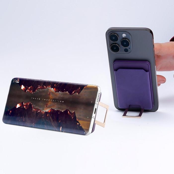 OEM - Magnetisk trådlös laddare 4-i-1 15W med ställ och kortfack - Svart