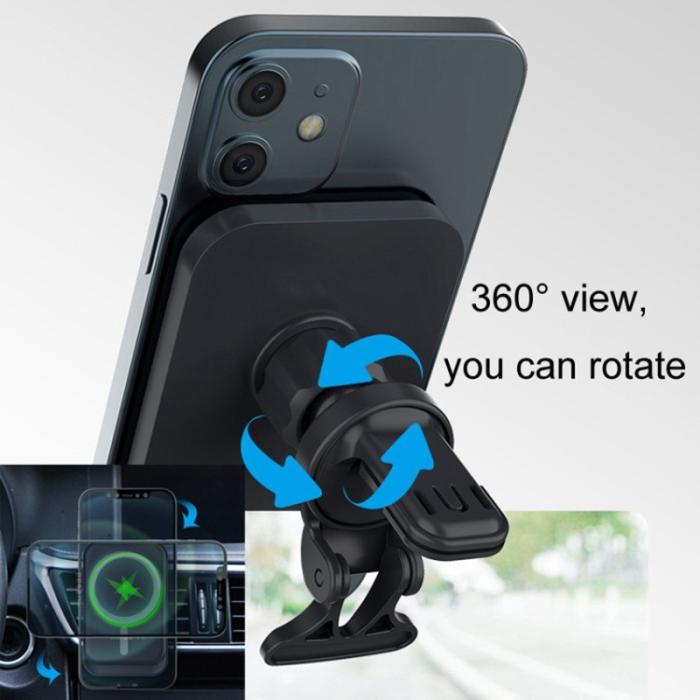 OEM - MagSafe Bilventil 15W Trådlös Laddare för iPhone 12/13/14/15 - Svart