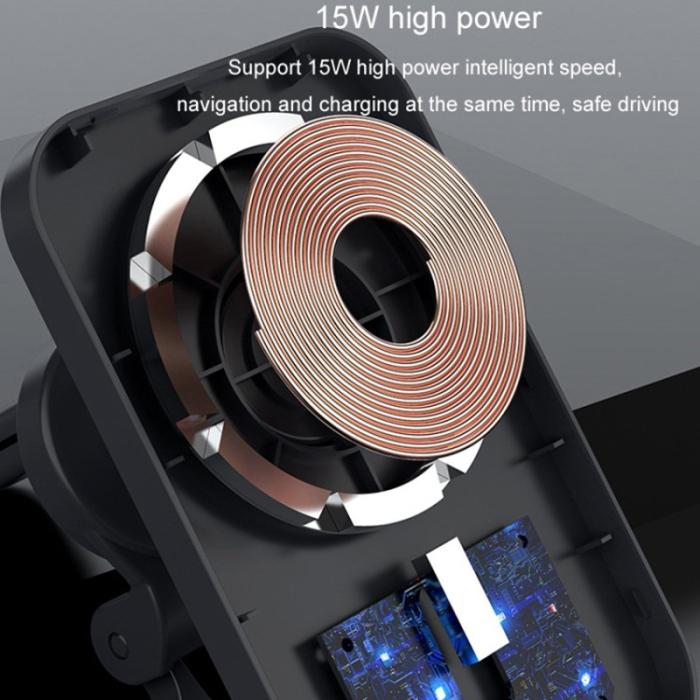 OEM - MagSafe Bilventil 15W Trådlös Laddare för iPhone 12/13/14/15 - Svart