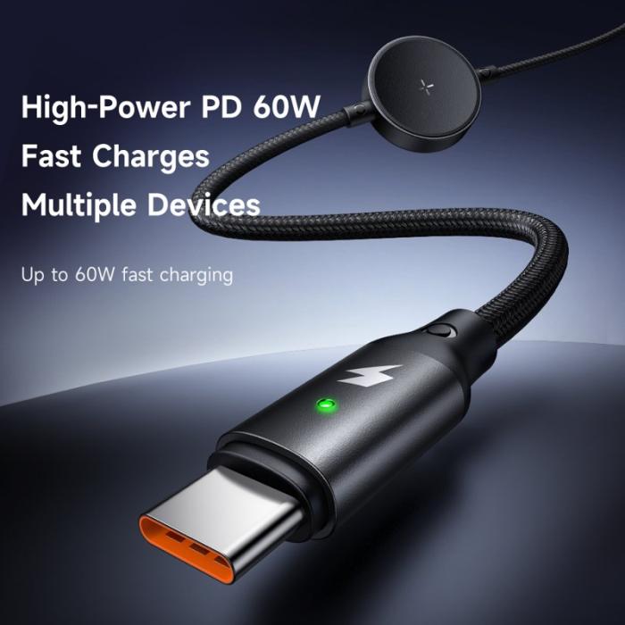 OEM - MCDODO CA-4170 1,5m Type-C till Type-C 60W laddkabel med trådlös laddare