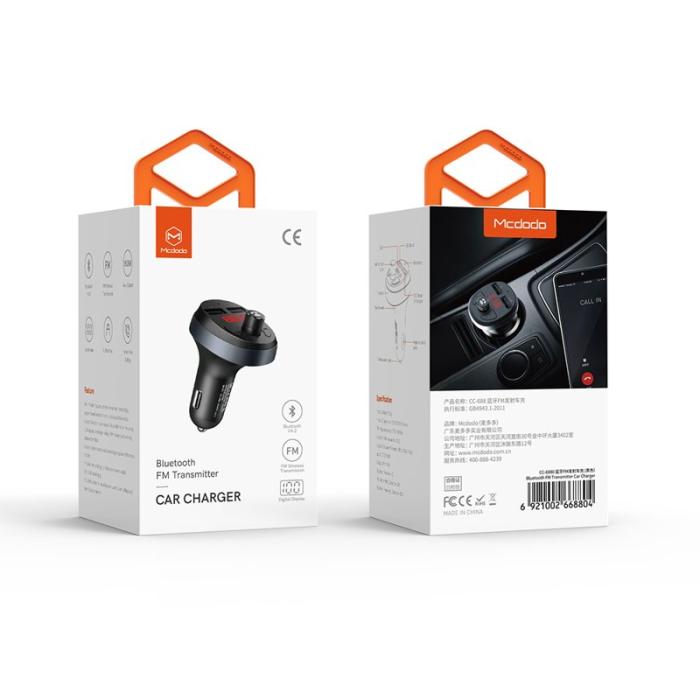 OEM - MCDODO CC-6880 Bluetooth FM-sändare Billaddare trådlös - Svart