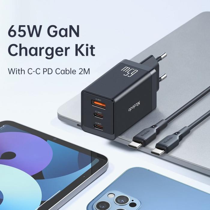 OEM - MCDODO CH-15 MDD 65W GaN 5 Mini Snabbladdare med 3 portar - EU-kontakt