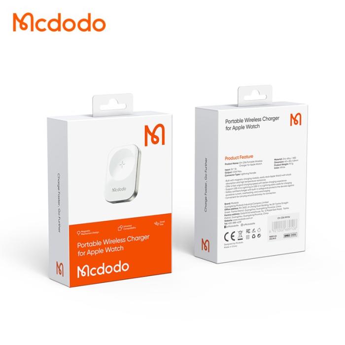 OEM - MCDODO CH-2060 Trådlös magnetisk laddare för Apple Watch, Vit