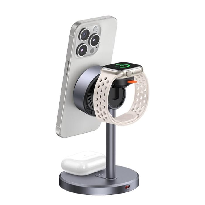 OEM - MCDODO CH-2462 MagQ Trådlös laddare 3-i-1 med EU-adapter - Svart