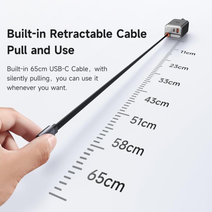 OEM - MCDODO CH-4100 GaN Snabbladdare 67W USB-C / USB-A med utdragbar kabel