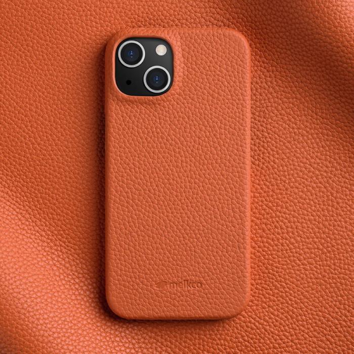 Melkco - MELKCO iPhone 13 mini Fodral Äkta läder PC Orange