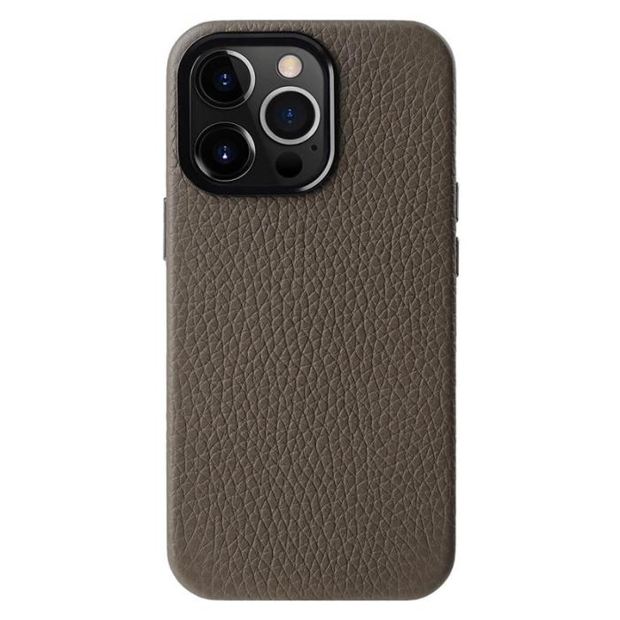 Melkco - MELKCO iPhone 13 Pro Fodral Äkta Läder + Mikrofiber + PC Grå