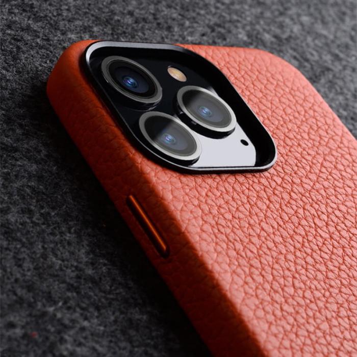 Melkco - MELKCO iPhone 13 Pro Fodral Äkta Läder + Mikrofiber + PC - Orange