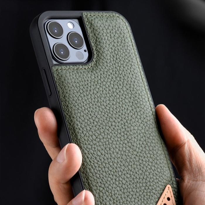 Melkco - MELKCO iPhone 13 Pro Max Skal Äkta Läder + Mikrofiber + PC Grå