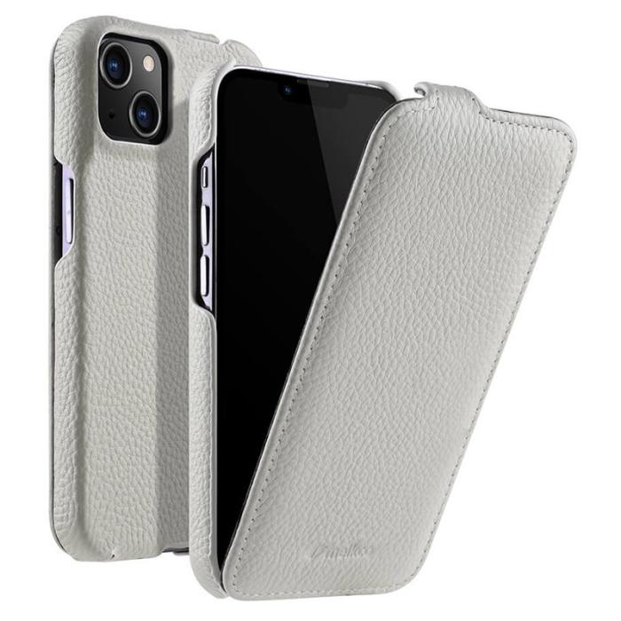 Melkco - MELKCO iPhone 13 Vertikalt Flipfodral Äkta Läder + PC - Vit