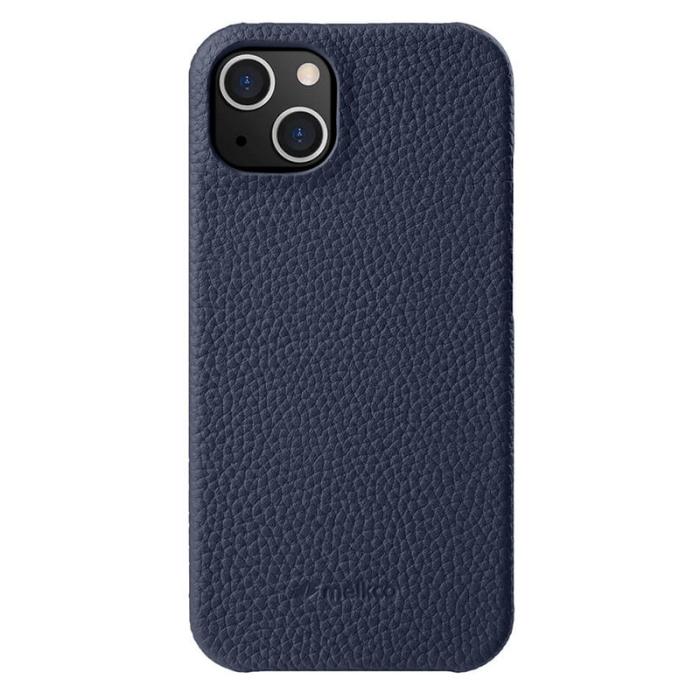 Melkco - MELKCO iPhone 14 Fodral Äkta Läder PC Bakskal Mörkblå