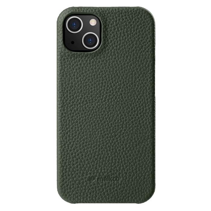 Melkco - MELKCO iPhone 14 Fodral Äkta Läder PC Bakskal Mörkgrön