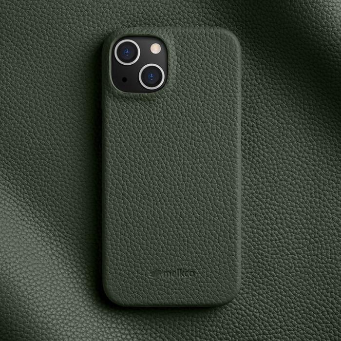 Melkco - MELKCO iPhone 14 Fodral Äkta Läder PC Bakskal Mörkgrön