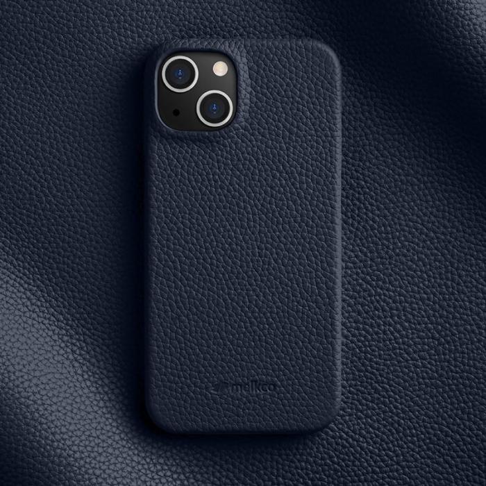 Melkco - MELKCO iPhone 14 Plus Fodral Äkta Läder PC - Mörkblå