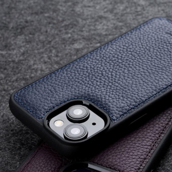 Melkco - MELKCO iPhone 14 Plus Fodral Äkta Läder + PC Anti-rep Telefon - Lila