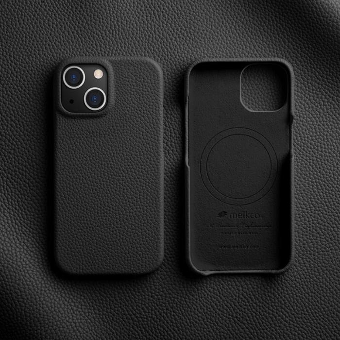 Melkco - MELKCO iPhone 14 Plus Fodral Äkta Läder PC Skydd - Svart