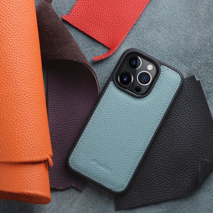 Melkco - MELKCO iPhone 14 Pro Fodral Äkta Läder + Mikrofiber + PC - Mörkblå