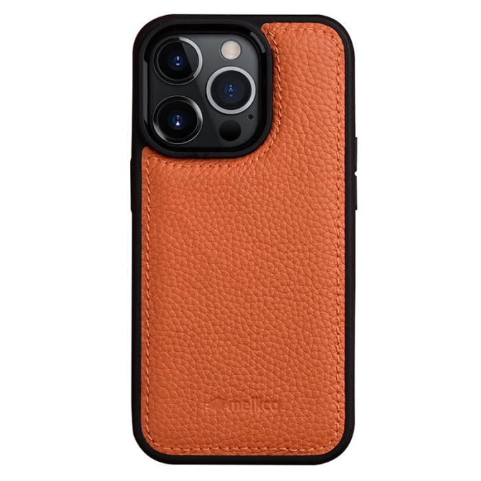 Melkco - MELKCO iPhone 14 Pro Skal Äkta Läder + Mikrofiber + PC - Orange