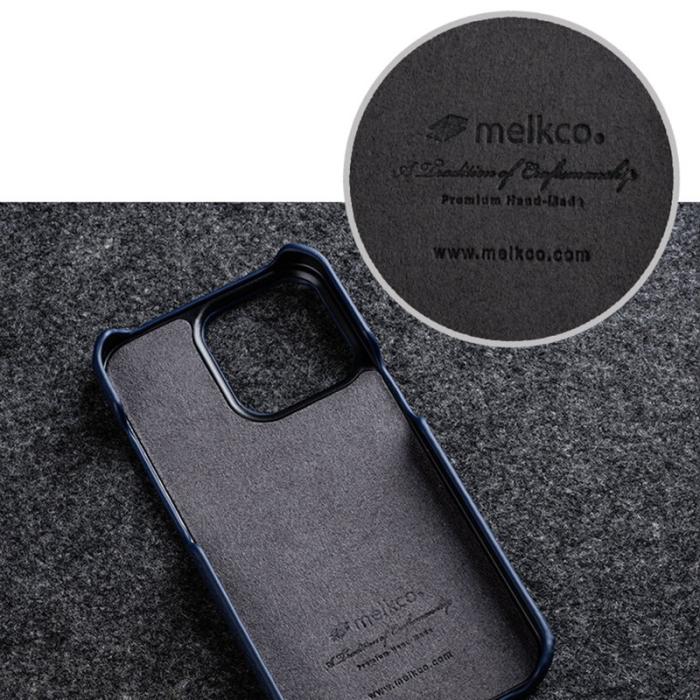 Melkco - MELKCO iPhone 14 Pro Fodral Äkta Läder + PC - Mörkblå