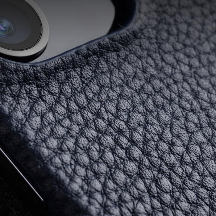 Melkco - MELKCO iPhone 14 Pro Fodral Äkta Läder + PC - Linneblå