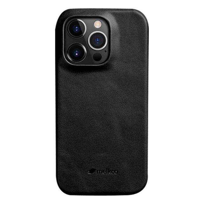 Melkco - MELKCO iPhone 14 Pro Skal i äkta läder och PC - Svart