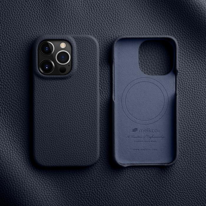 Melkco - MELKCO iPhone 14 Pro Max Skal Äkta Läder PC Mörkblå