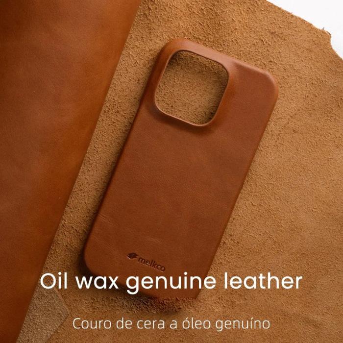 Melkco - MELKCO iPhone 14 Pro Max Fodral Äkta läder och PC Stöttålig - Svart