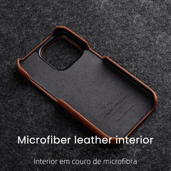 Melkco - MELKCO iPhone 14 Pro Max Fodral Äkta läder och PC Stöttålig - Svart