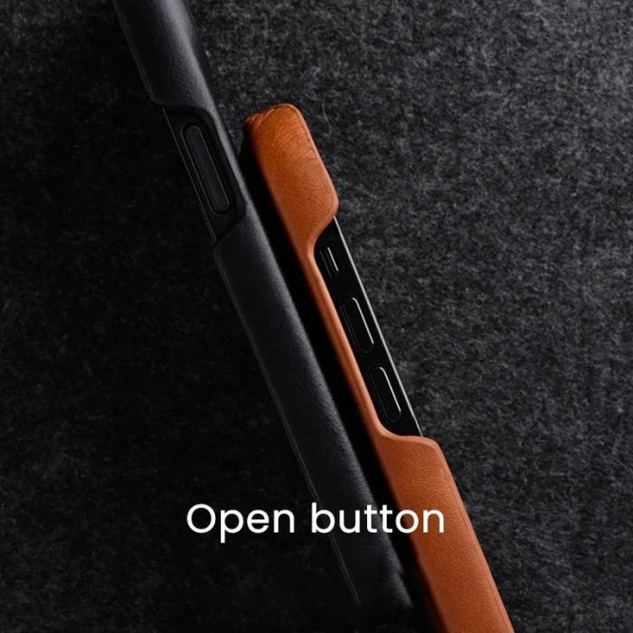 Melkco - MELKCO iPhone 14 Pro Max Fodral Äkta läder och PC Stöttålig - Svart