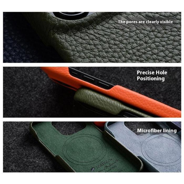 Melkco - MELKCO iPhone 15 Fodral Anti-drop Äkta Läder + PC Grön