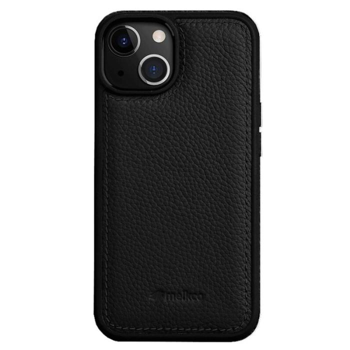 Melkco - MELKCO iPhone 15 Fodral Äkta Läder + PC Stötsäker - Svart