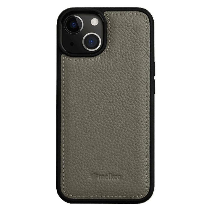 Melkco - MELKCO iPhone 15 Fodral Äkta Läder + PC Stötsäkert - Grå
