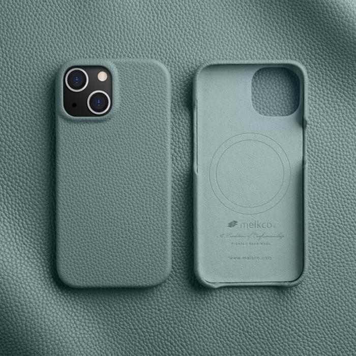 Melkco - MELKCO iPhone 15 Plus Fodral Äkta Läder Belagt PC Blå