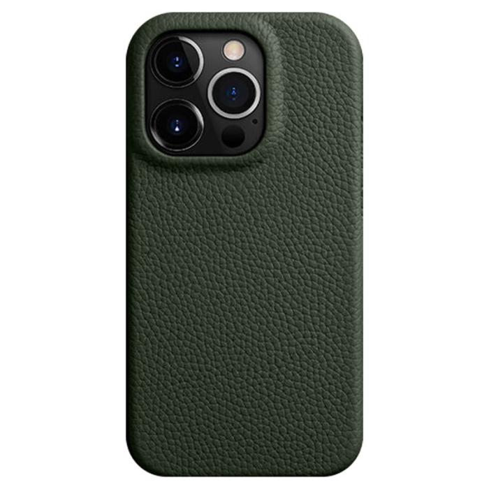 Melkco - MELKCO iPhone 15 Pro Fodral Äkta Läder + PC Magnetiskt - Grön