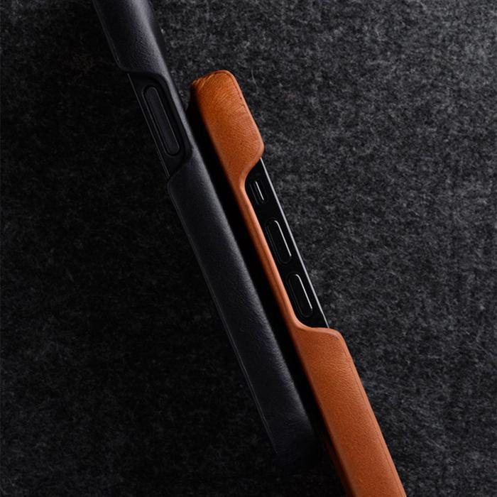 Melkco - MELKCO iPhone 15 Pro Fodral Äkta Läder Belagt PC Svart