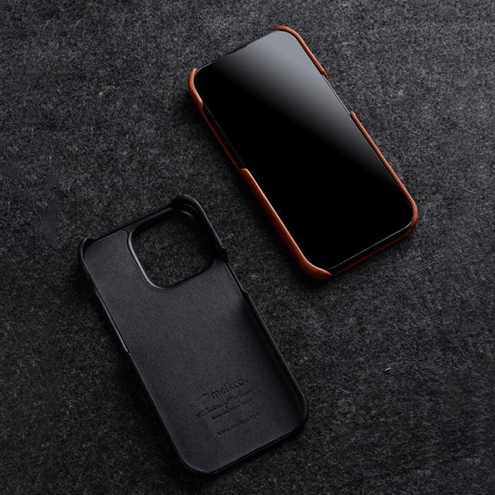 Melkco - MELKCO iPhone 15 Pro Fodral Äkta Läder Belagt PC - Brun