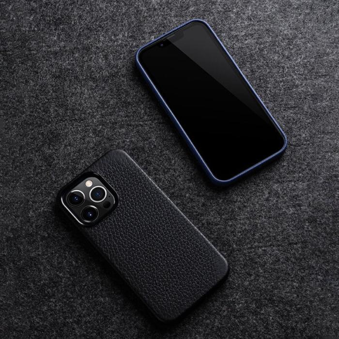 Melkco - MELKCO iPhone 15 Pro Fodral Magnetisk Skal Äkta Läder + PC - Mörkblå