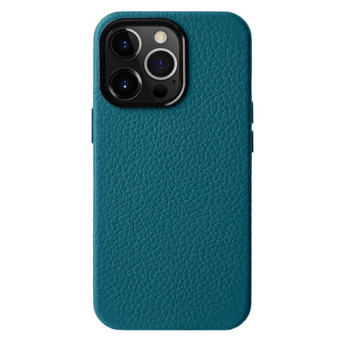 Melkco - MELKCO iPhone 15 Pro Max Fodral Äkta Läder + PC Magnetiskt - Blå