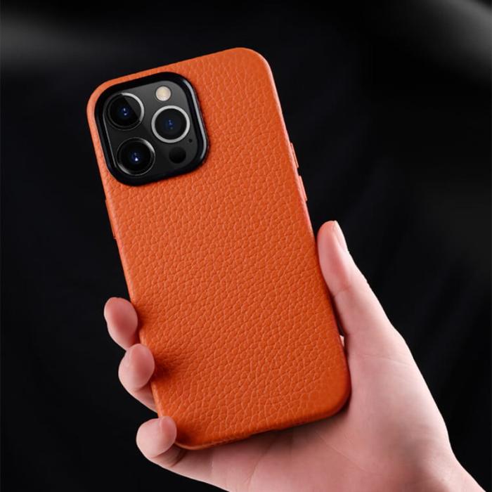 Melkco - MELKCO iPhone 15 Pro Max Fodral Äkta Läder + PC Magnetisk Grå