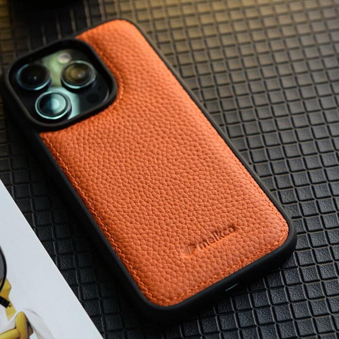 Melkco - MELKCO iPhone 15 Pro Max Fodral Äkta Läder PC Grå