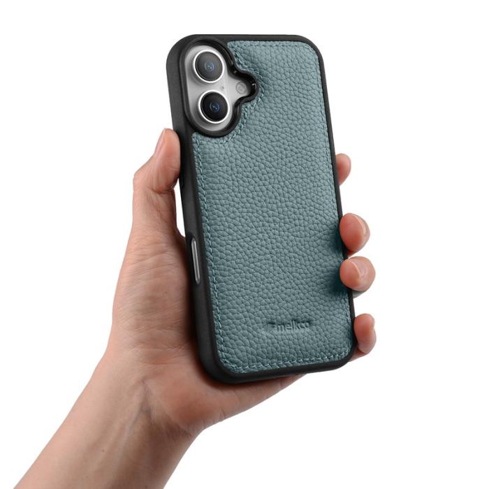 Melkco - MELKCO iPhone 16 Fodral Äkta Läder Belagt PC - Blå