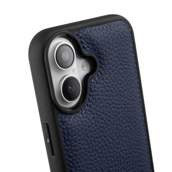 Melkco - MELKCO iPhone 16 Fodral Äkta Läder Belagt PC - Mörkblå