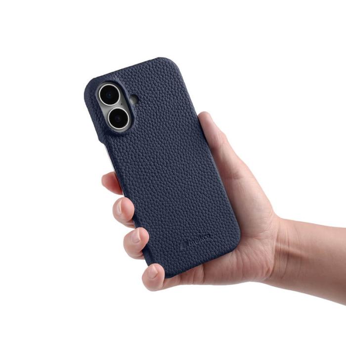 Melkco - MELKCO iPhone 16 Fodral Äkta Läder PC MagSafe - Mörkblå