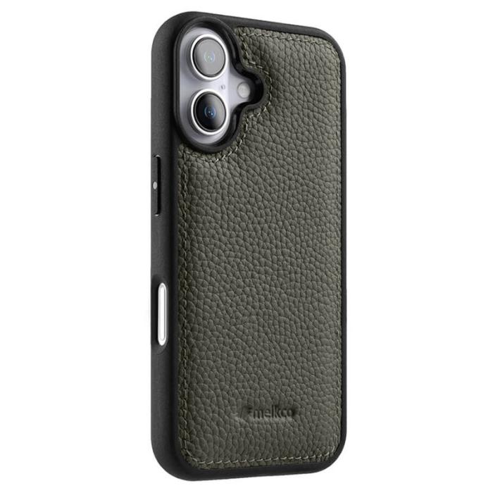 Melkco - MELKCO iPhone 16 Plus Fodral Äkta Läder Belagt PC - Grå