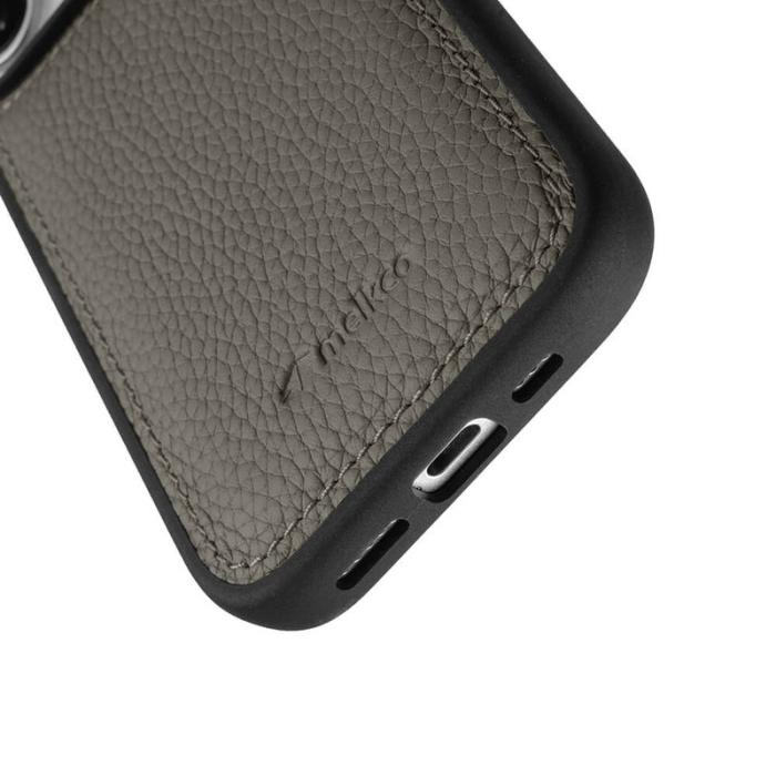 Melkco - MELKCO iPhone 16 Plus Fodral Äkta Läder Belagt PC - Grå