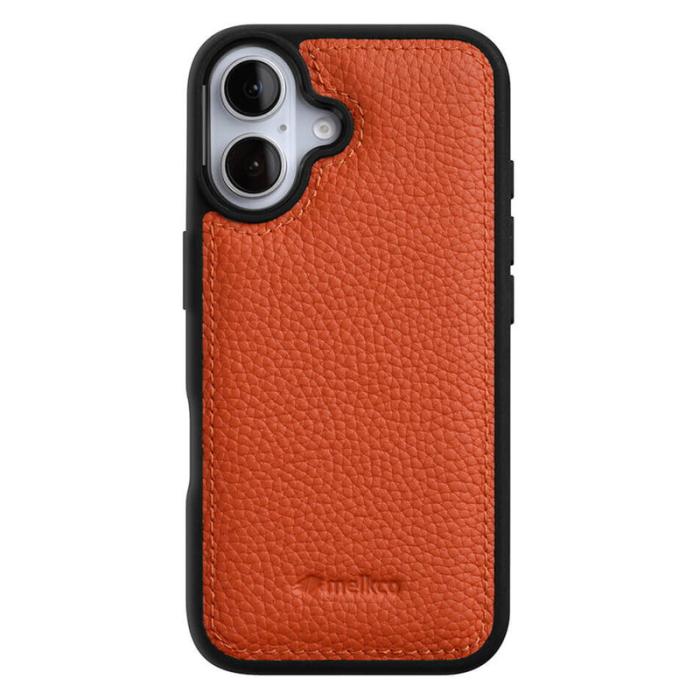 Melkco - MELKCO iPhone 16 Plus Fodral Äkta Läder Belagt PC - Orange