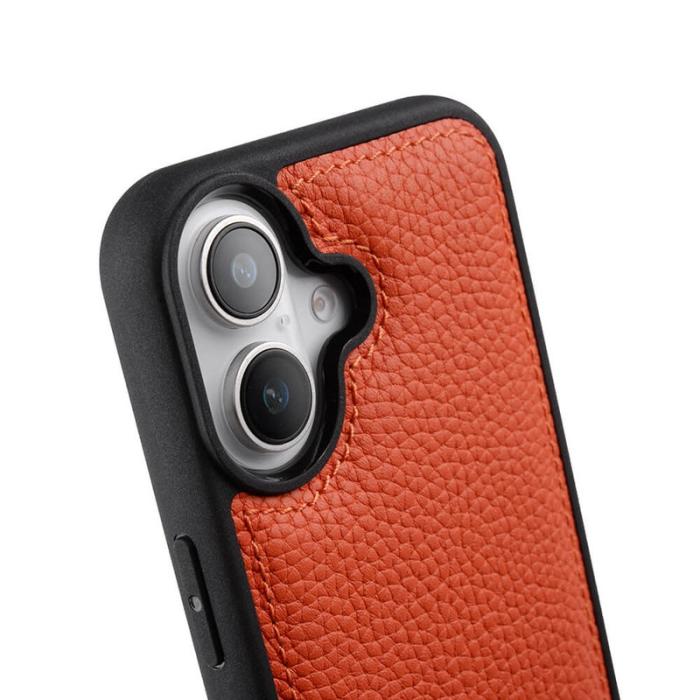 Melkco - MELKCO iPhone 16 Plus Fodral Äkta Läder Belagt PC - Orange